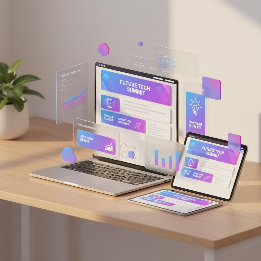 Laptop showcasing digital ad campaigns